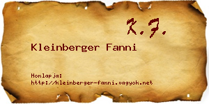 Kleinberger Fanni névjegykártya